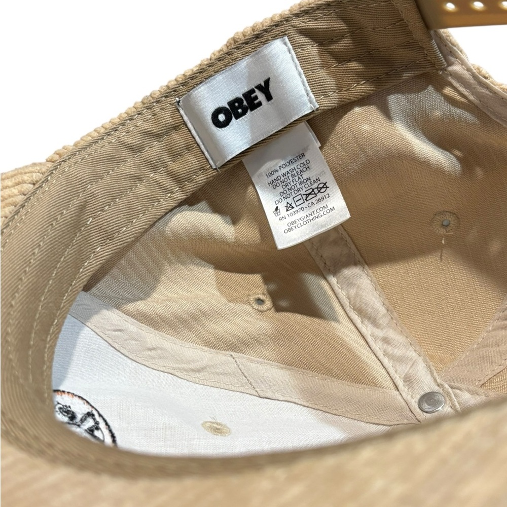 OBEY Visual Industries Corduroy SnapBack Khaki Hat, Tan (Obey Clothing) - Picture 5 of 6